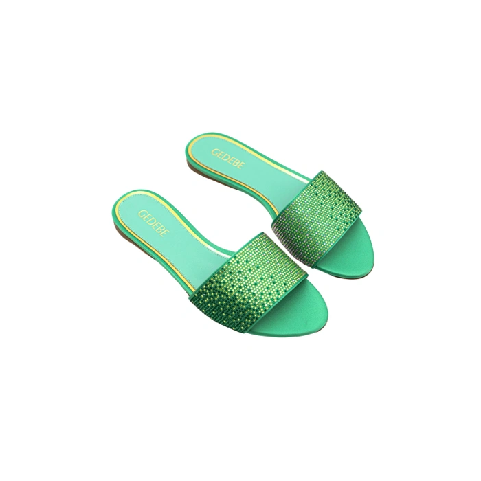 Gedebe Cassis Flat Satin Agata + Crystal Degrade, Emerald, Peridot, Light