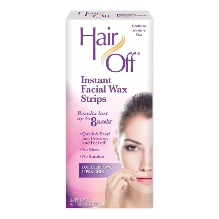 Hair Off Instant Facial Wax Strips, 18 CT
