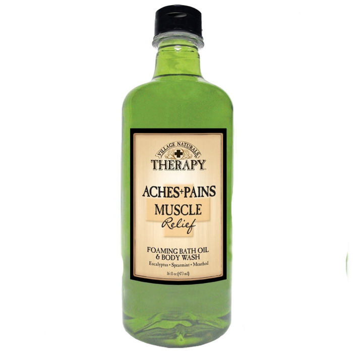 Village Naturals'Aches + Pains Muscle Relief Foaming Bath Oil& Body Wash - 16 Oz