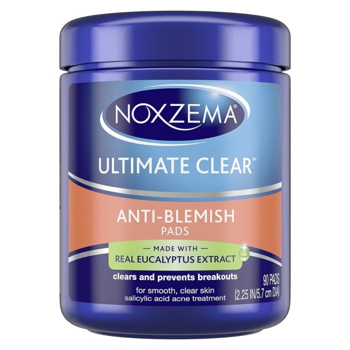 Noxzema Ultimate Clear Anti-Blemish Pads, Made with Over 60% Alcohol - 90 Counts