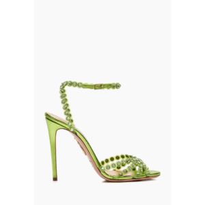 Aquazzura Crystal Embellished Plexi 105 Sandal in Green (Size 42)