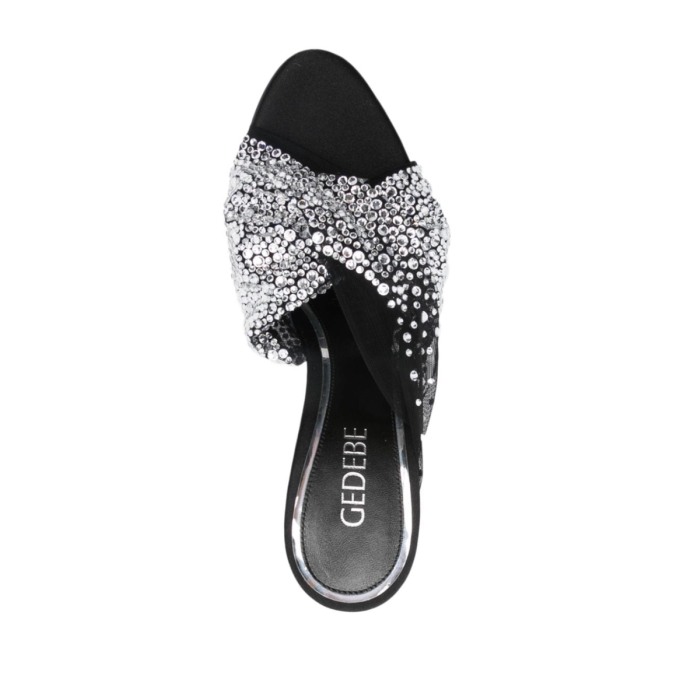 Gedebe Harper Mule 85 Tulle Black + Crystal