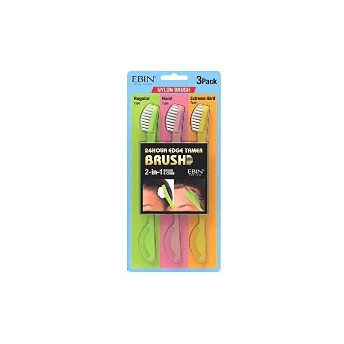 EBIN 24 HOUR EDGE TAMER BRUSH 2 IN 1 BRUSH & COMB (NYLON BRUSH)
