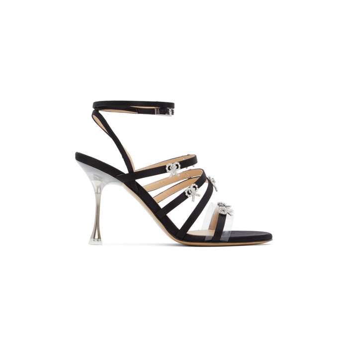 Mach & Mach Queen M Satin Sandals Multiple Bow Blackk