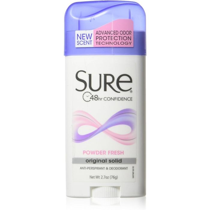 Sure Original Solid Anti-Perspirant Deodorant, Powder Fresh -2.7 Oz