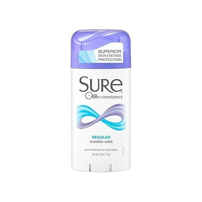 Sure Anti-Perspirant Deodorant Invisible Solid, Regular Scent - 2.6 Oz