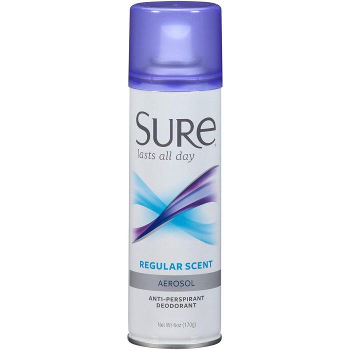 Sure Deodorant Aerosol, Regular Scent -6 Oz
