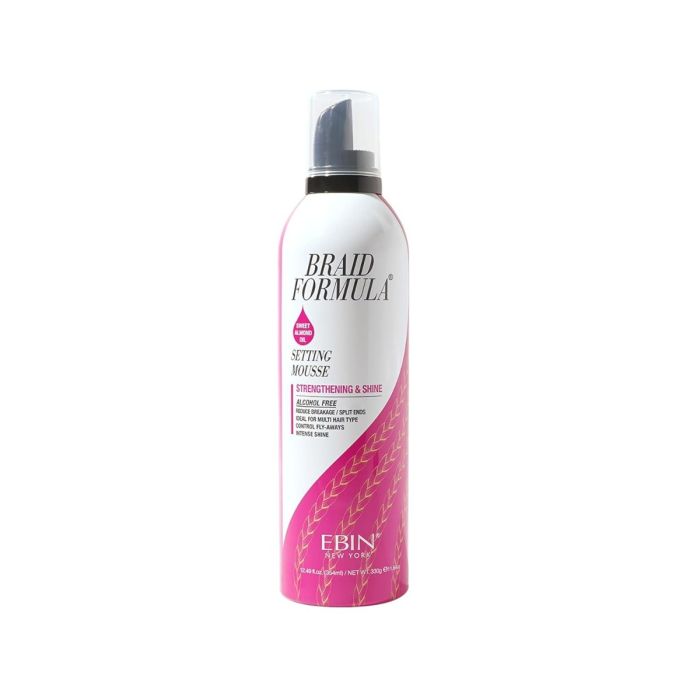 EBIN BRAID SETTING MOUSSE STRENGTHENING & SHINE - SWEET ALMOND OIL 12.49 Oz