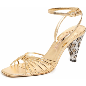 Sophia Webster Rue Mid Sandal Gold & Leopard Crystal