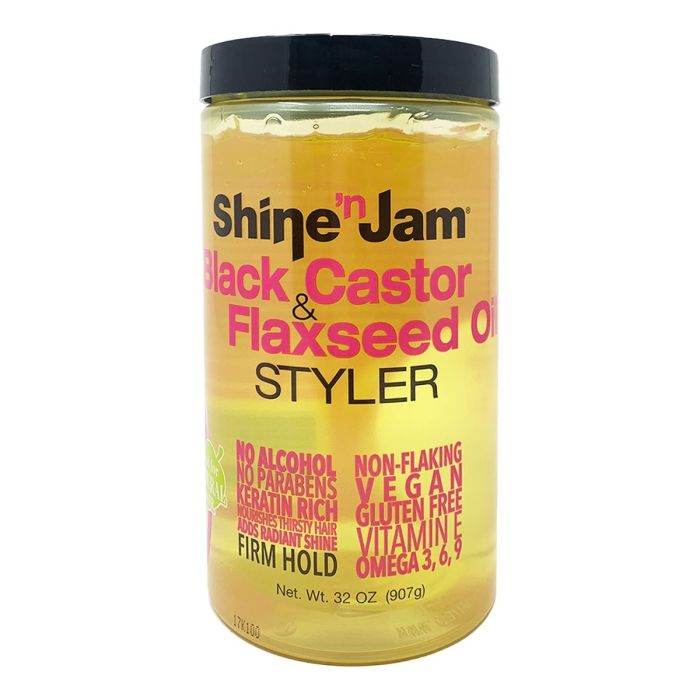 Ampro Shine 'N Jam Black Castor & Flaxseed Oil Styler, Firm Hold Gel - 32 Oz