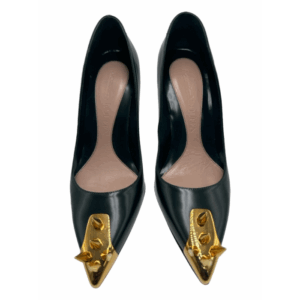 Alexander McQueen Green Leather Punk Stud Spiked Toe Pumps (Size 40)