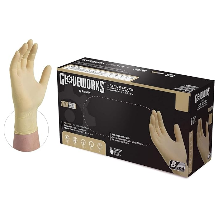 Gloveworks Industrial Latex Disposable Gloves Large Textured Powdered 100 Pk