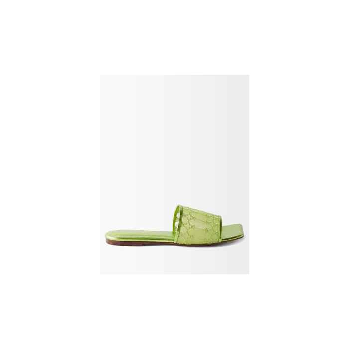 Andrea Wazen Lemon Embrioded Mesh Flat Slippers (Size 39)