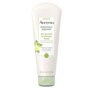 Aveeno Positively Radiant Soy Glycolic Acid and Kaolin Clay 60 Second in-Shower Facial Cleanser- 5 Oz