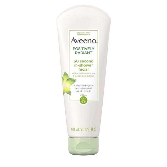 Aveeno Positively Radiant Soy Glycolic Acid and Kaolin Clay 60 Second in-Shower Facial Cleanser- 5 Oz