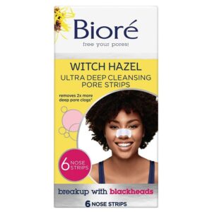 Biore Witch Hazel Ultra Deep Cleansing Blackhead Remover Pore Strips, 6 Ct