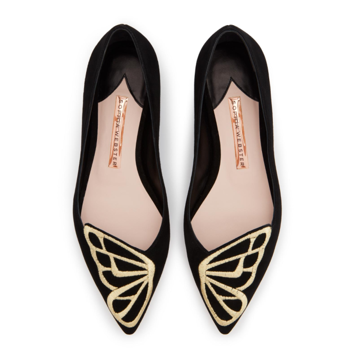 Sophia Webster Butterfly Flat Black & Gold