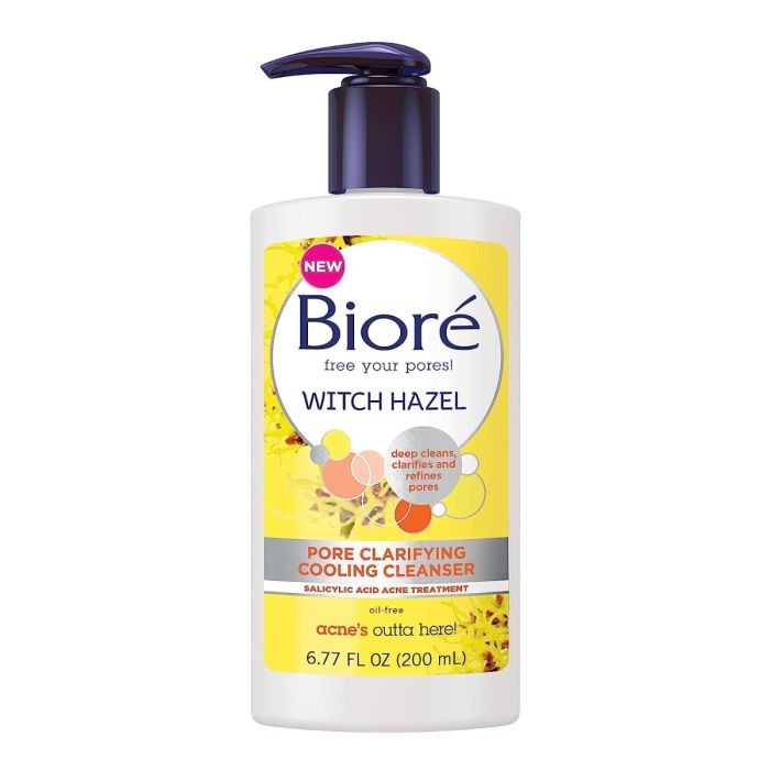 Biore Witch Hazel Pore Clarifying Cooling Cleanser, Salicylic Acid Face Wash for Oily Acne Prone Skin - 6.77 Oz