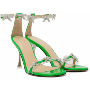 Mach & Mach Floating Crystal Bow Sandal 95mm Green