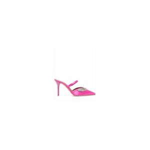 Malone Souliers Fara-85 Crystal Feather Brooch Satin Pink Mule