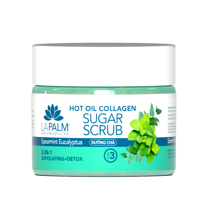 La Palm Hot Oil Collagen Sugar Scrub Spearmint Eucalyptus - 12 Oz