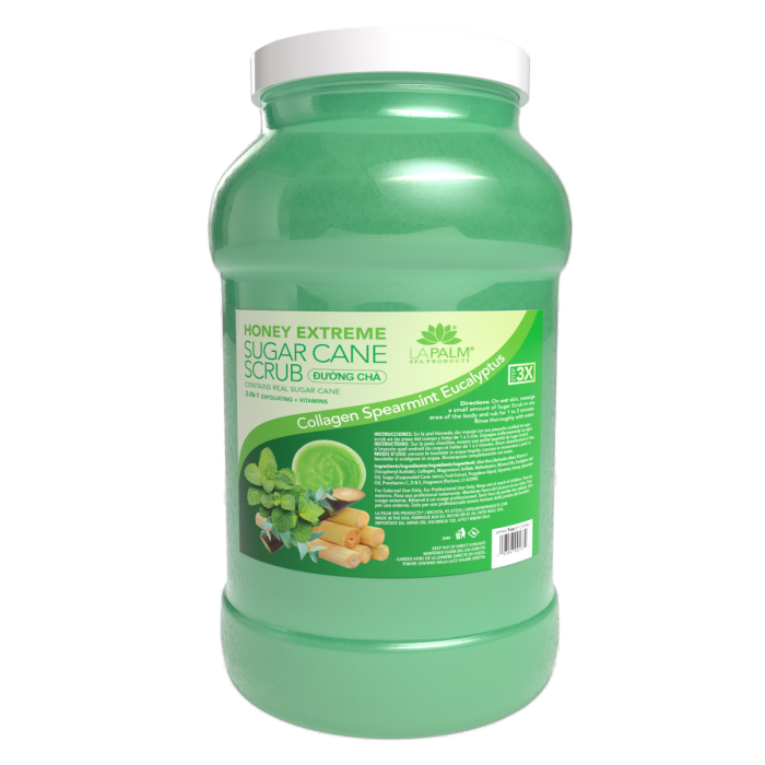 La Palm Honey Extreme Sugar Cane Scrub, Collagen Spear Mint Eucalyptus - 1 Gall