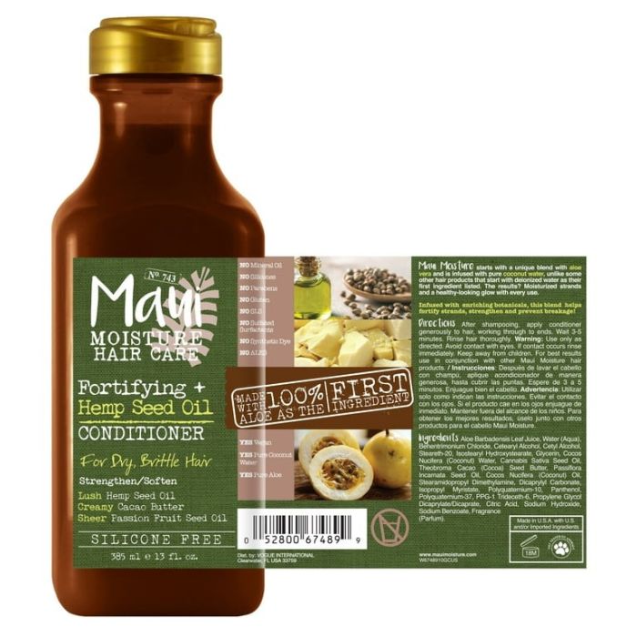 Maui Moisture Fortifying + Hemp Seed Oil Conditioner for Dry Hair -13 Oz - Image 2