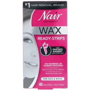 Nair Hair Remover Wax Ready- Strips for Face & Bikini 40 CT