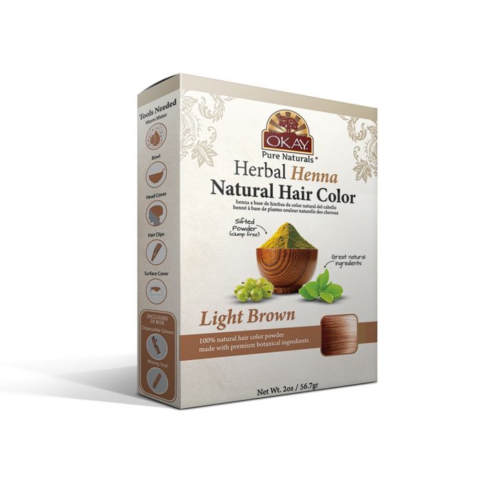 Okay Pure Naturals Henna Natural Hair color, Light Brown - 2 Oz