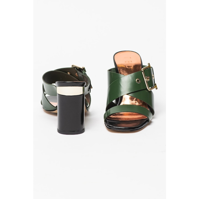 Ted Baker Peata Heeled Green Buckled Sandal (Size 39.5)