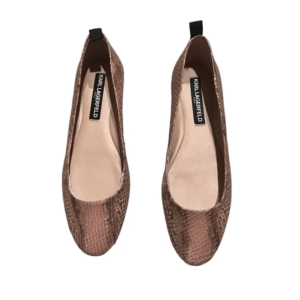 Karl Lagerfeld Paris Vada Snakeskin Embossed Balled Flats (Size 39)