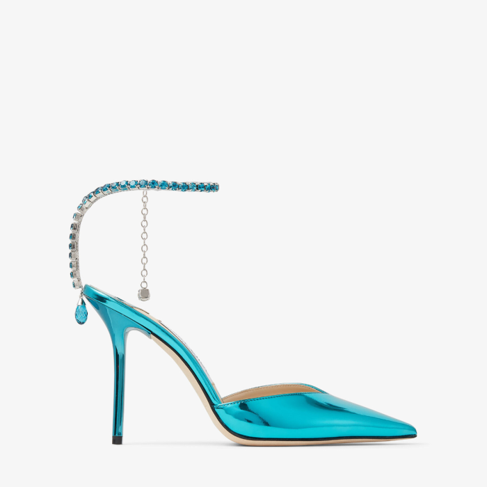 Jimmy Choo SAEDA 100-BAQ- Malibu Mix Liquid Leather W/Crystal