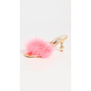 Sophia Webster Delicia Marabou Mid Mule Gold & Sherbet P